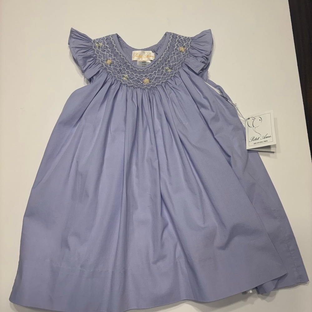 PETIT AMI DRESS SMOCKING SIZE 12 MONTHS
COLOR LAVENDER - Picture 2 of 10